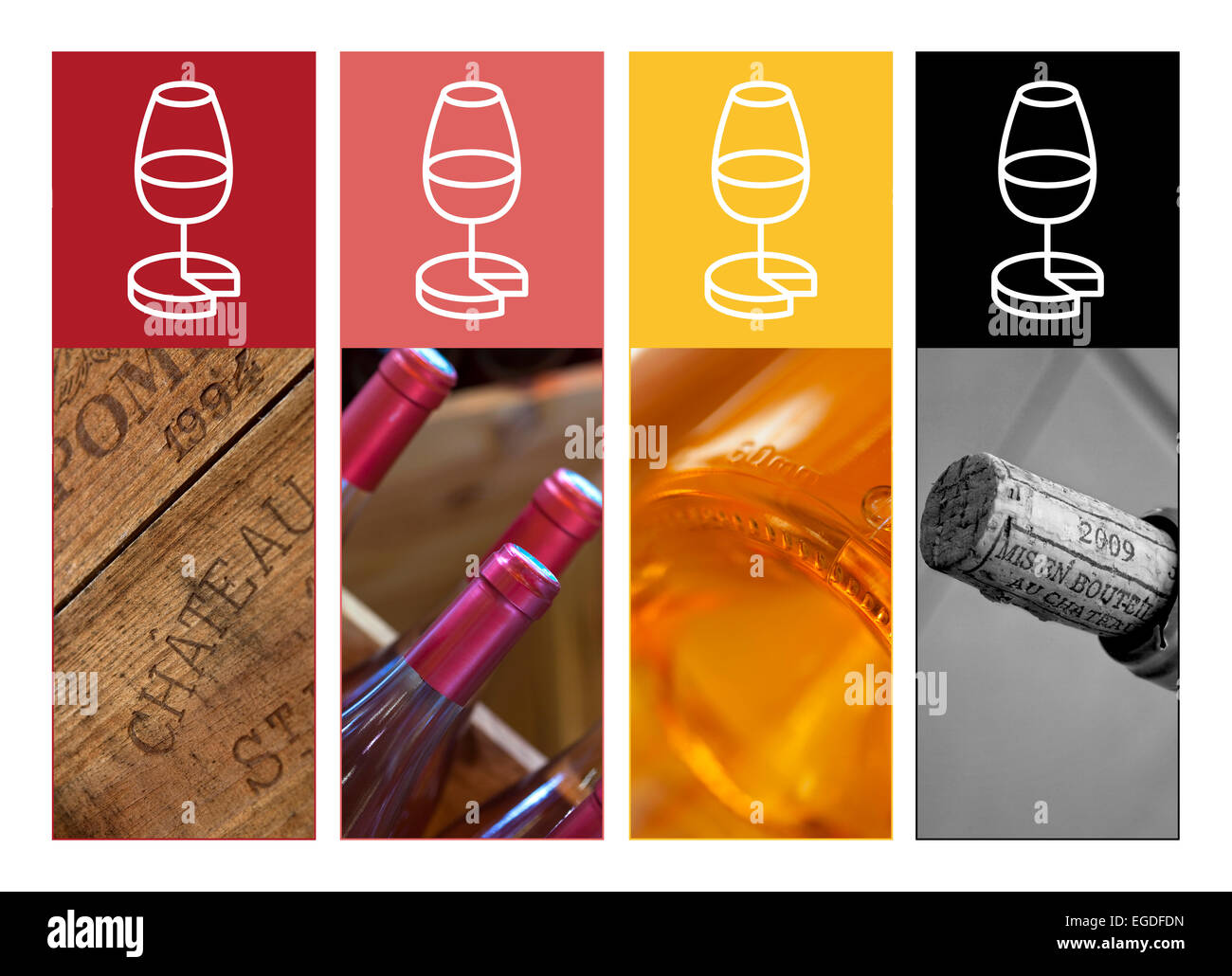 Il vino e la viticoltura in un collage Foto Stock