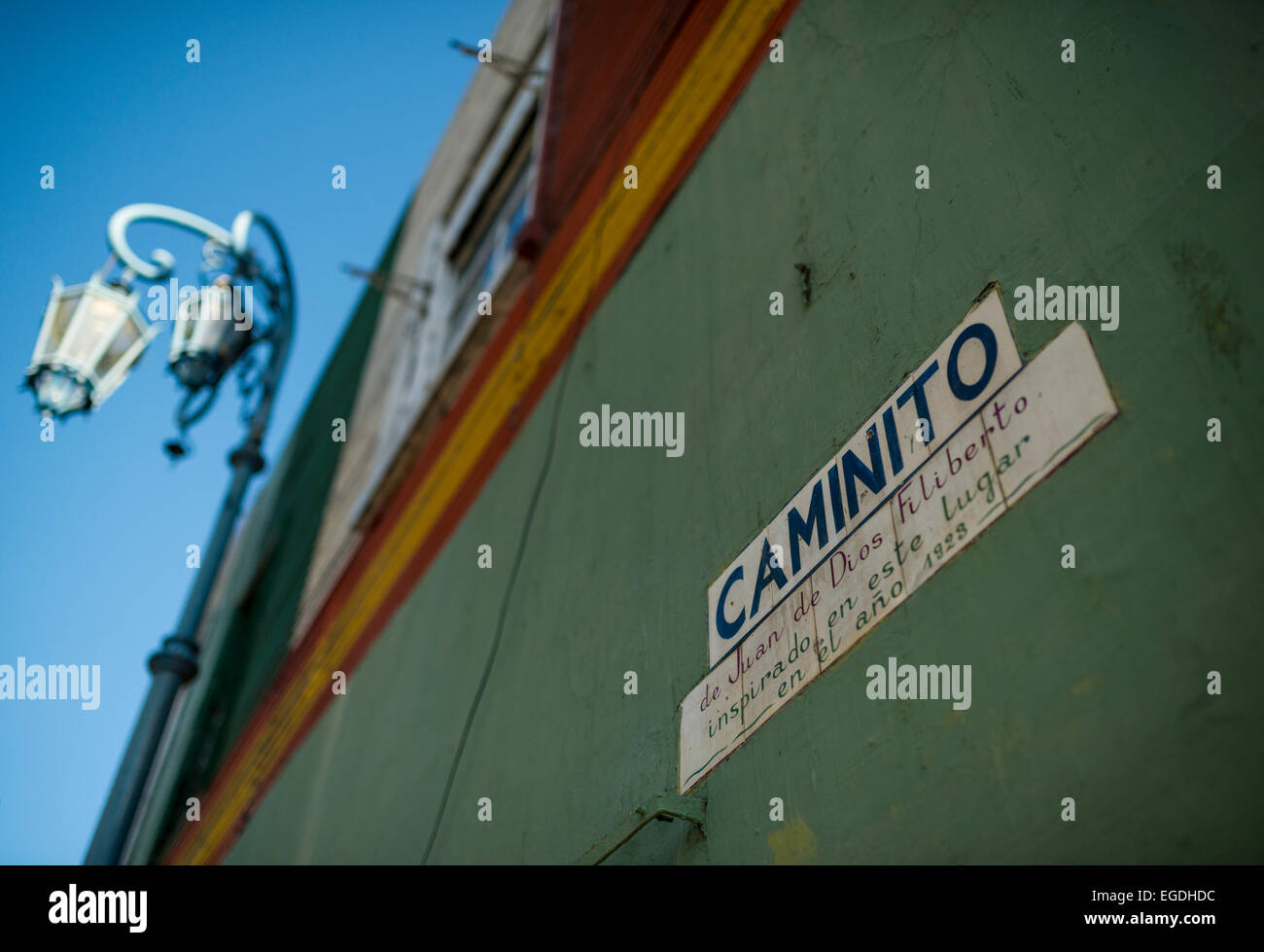 Strada segno, El Caminito, La Boca, Buenos Aires, Argentina Foto Stock