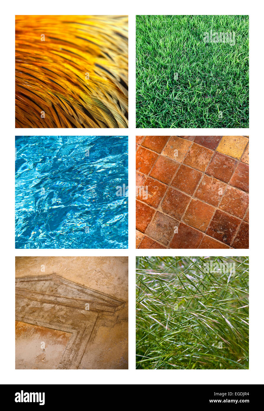 Background e texture su un collage Foto Stock