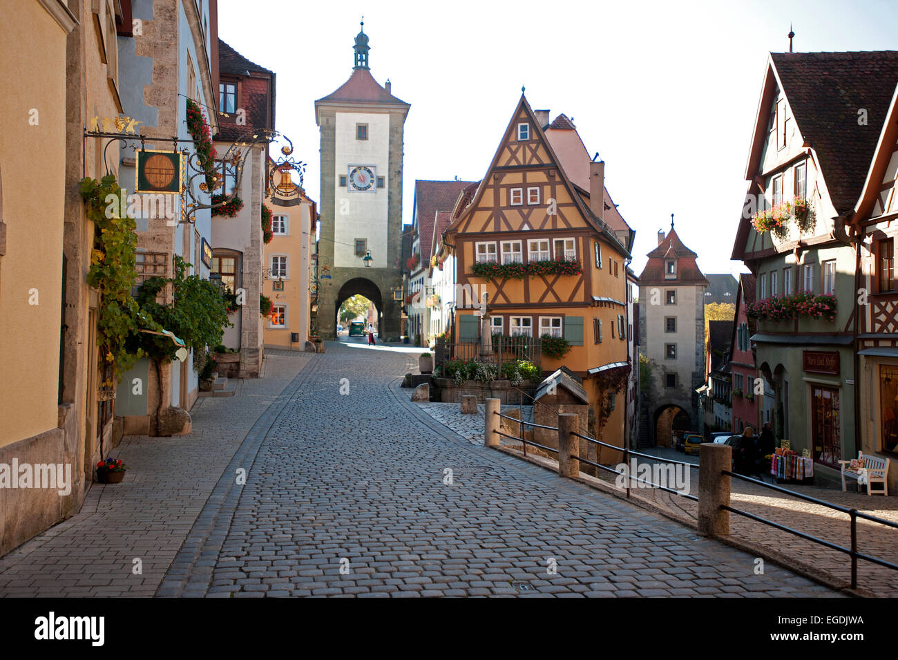 Il centro storico della città, Rothenburg ob der Tauber, Media Franconia, Franconia, Baviera, Germania Foto Stock