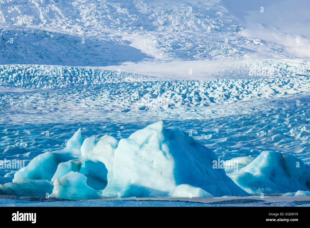 Fjallsarlon laguna iceberg e il ghiacciaio Vatnajokull Islanda Europa Foto Stock