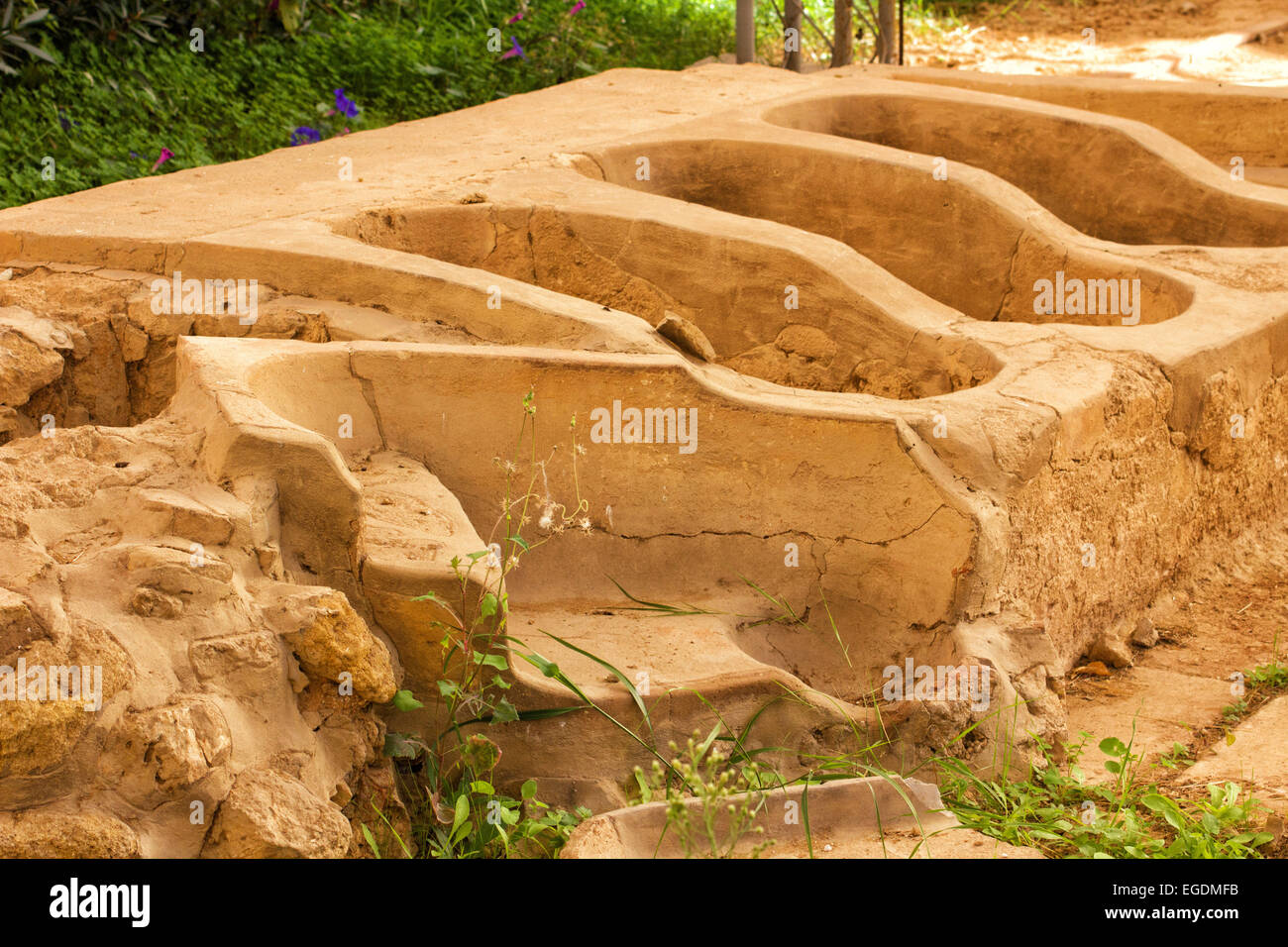 Il greco antico bagni pubblici e centri termali di Gela città greca, Sicilia, Italia Foto Stock