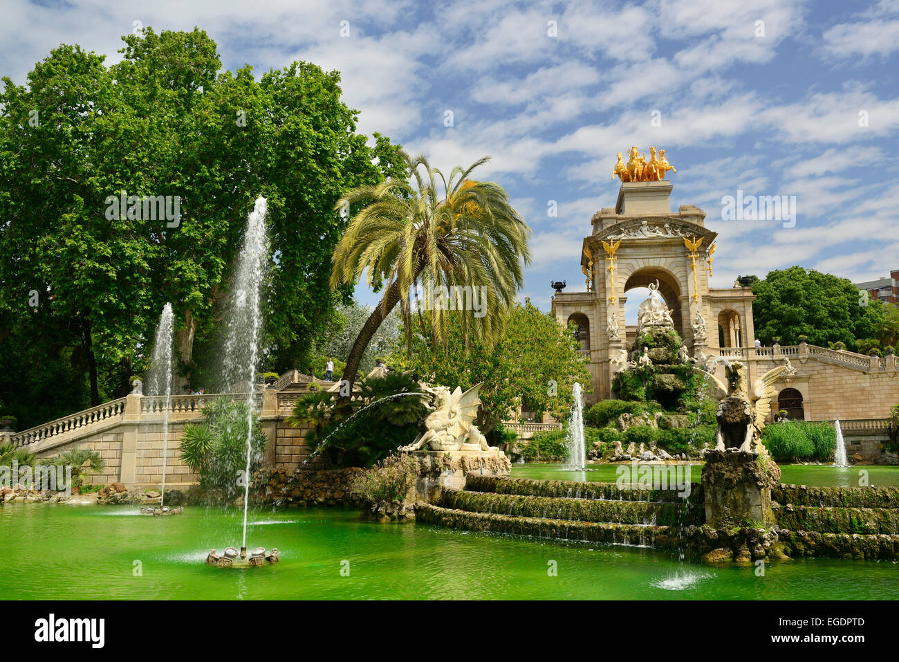 Fontana nel Parc de la Ciutadella, city park, Ribera, Barcellona, in Catalogna, Spagna Foto Stock