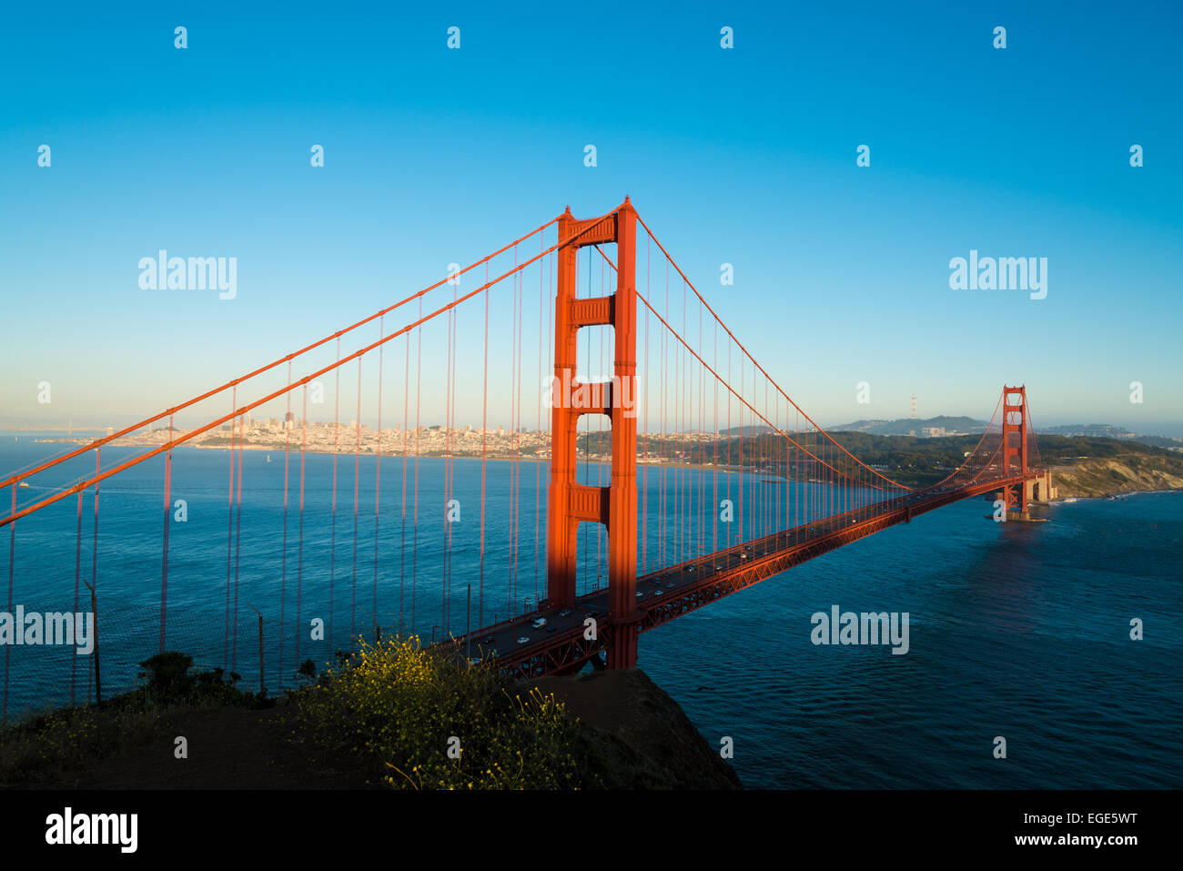 Il famoso Golden Gate Bridge di San Francisco in California, Stati Uniti d'America Foto Stock