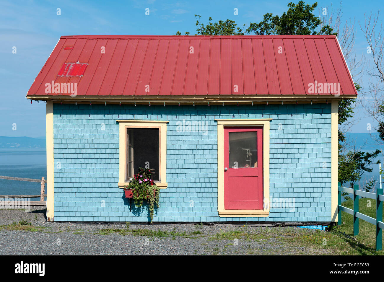 Piccola cabina in legno in Kamouraska, provincia del Québec in Canada. Foto Stock