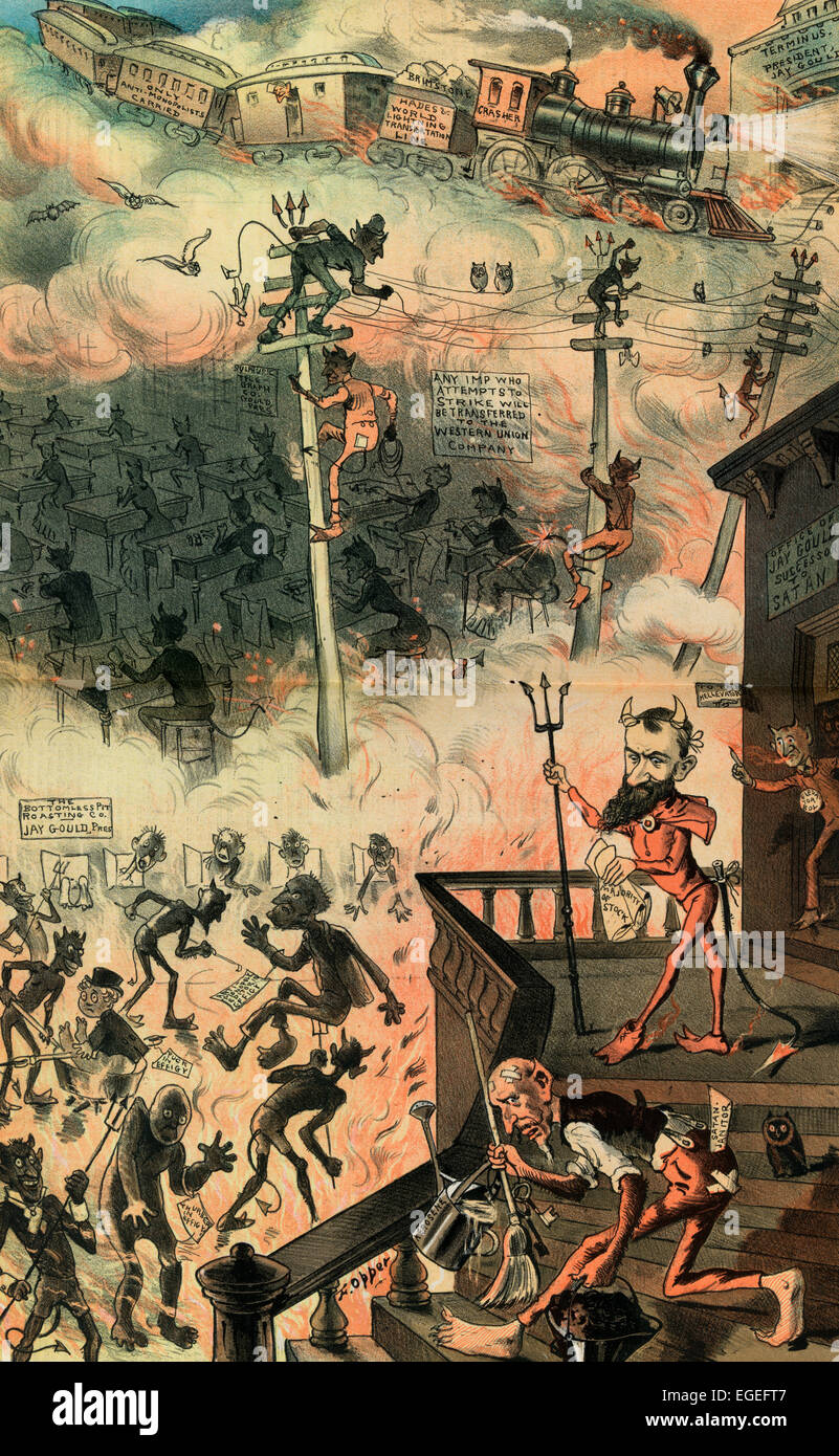 Monopolio negli inferi - come il luogo verrà eseguito, due anni dopo Jay Gould dell'arrivo. Cartoon politico, 1883 Foto Stock