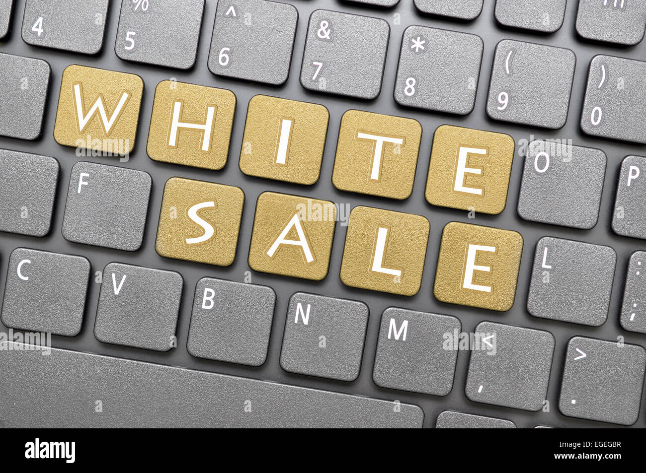 Bianco marrone vendita tasto sulla tastiera Foto Stock