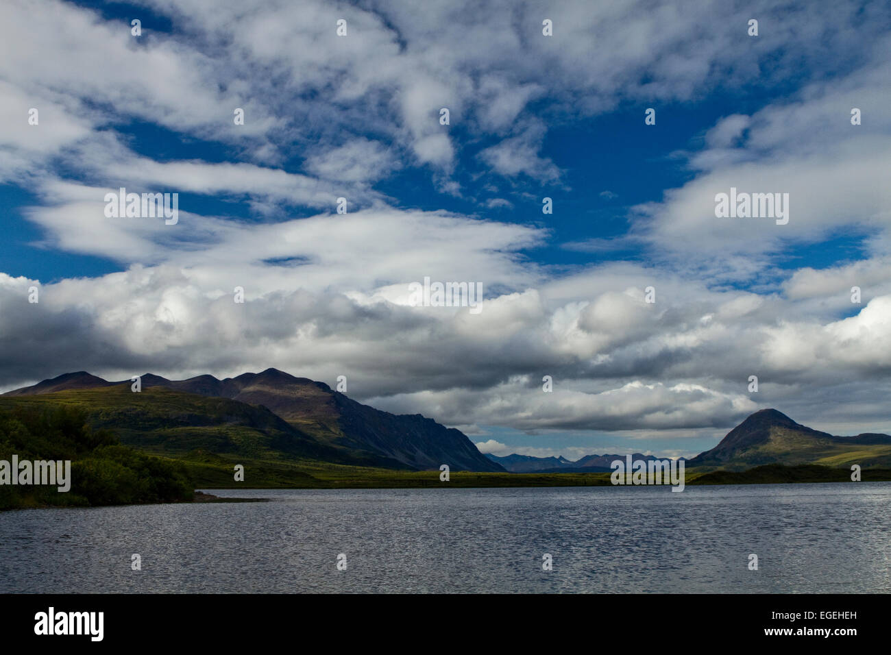 Lago a groviglio rotondo, Denali Highway, Alaska Foto Stock