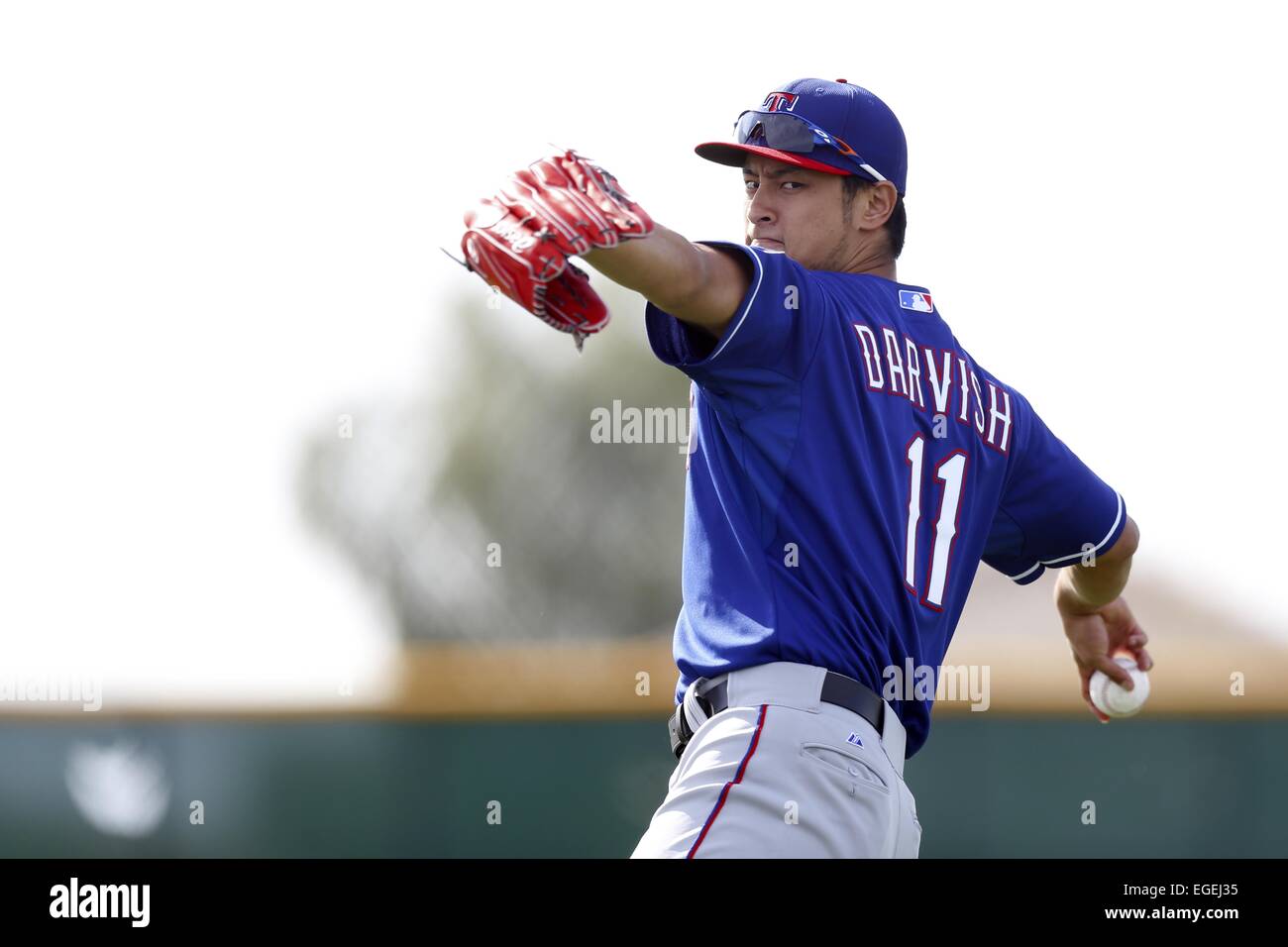 Sorpresa, Arizona, Stati Uniti. Il 21 febbraio, 2014. Yu Darvish (rangers) MLB : Texas Rangers spring training camp a sorpresa, Arizona, Stati Uniti . © AFLO/Alamy Live News Foto Stock