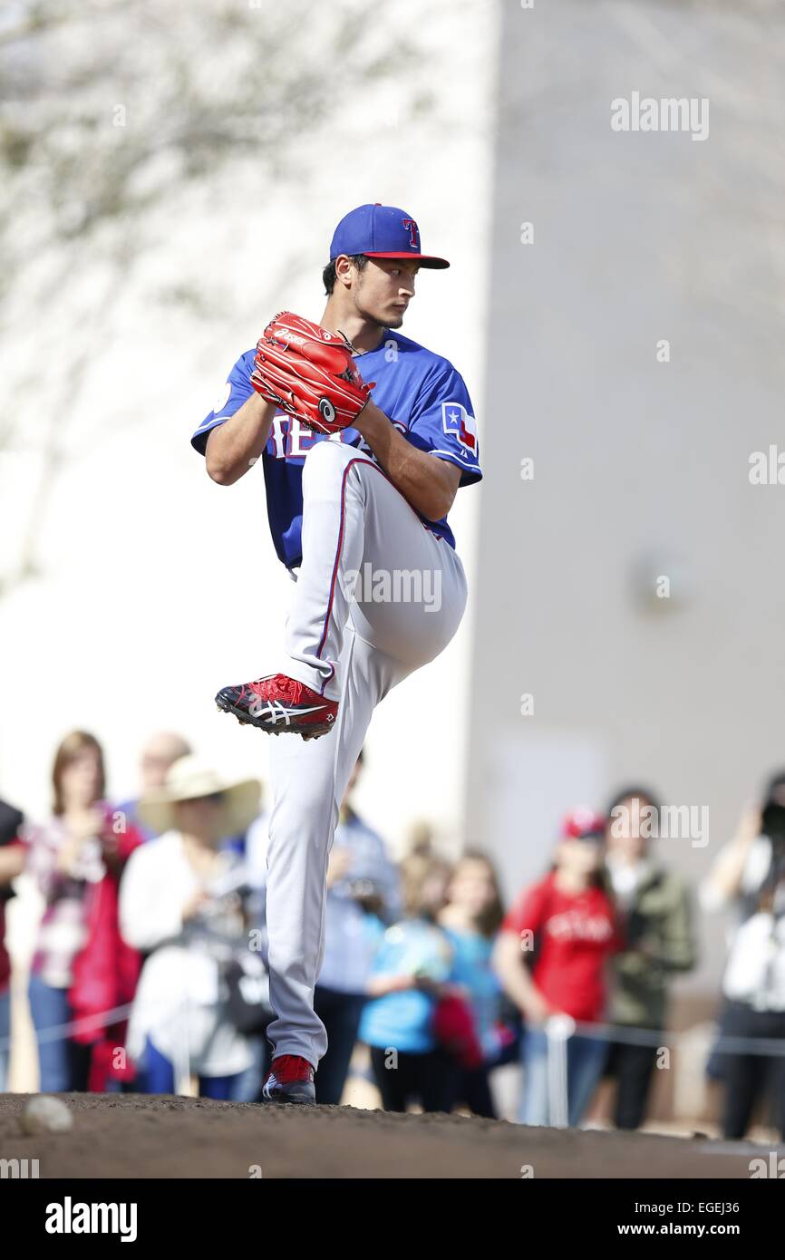 Sorpresa, Arizona, Stati Uniti. Il 21 febbraio, 2014. Yu Darvish (rangers) MLB : Texas Rangers spring training camp a sorpresa, Arizona, Stati Uniti . © AFLO/Alamy Live News Foto Stock