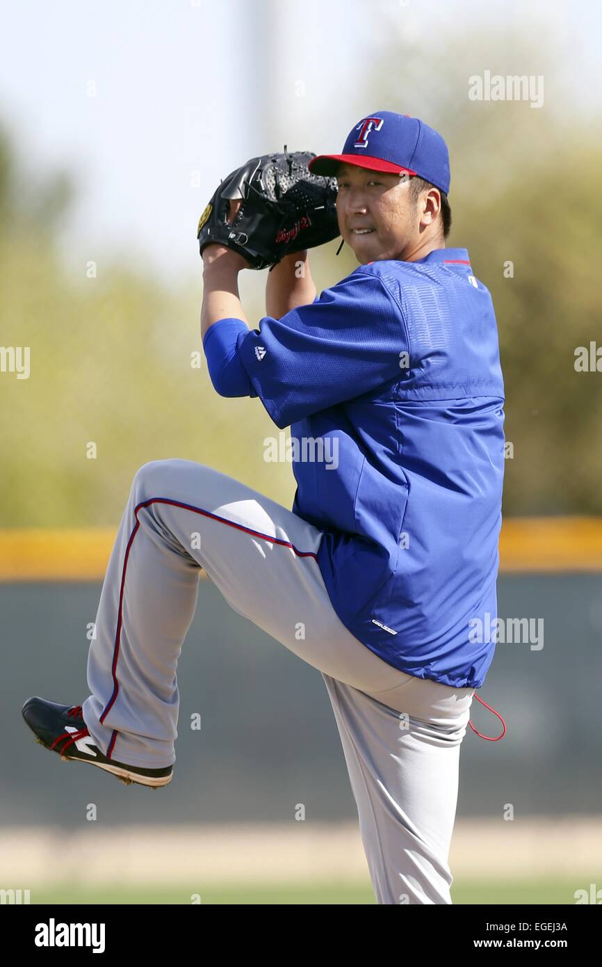 Sorpresa, Arizona, Stati Uniti. Il 21 febbraio, 2014. Kyuji Fujikawa (rangers) MLB : Texas Rangers spring training camp a sorpresa, Arizona, Stati Uniti . © AFLO/Alamy Live News Foto Stock