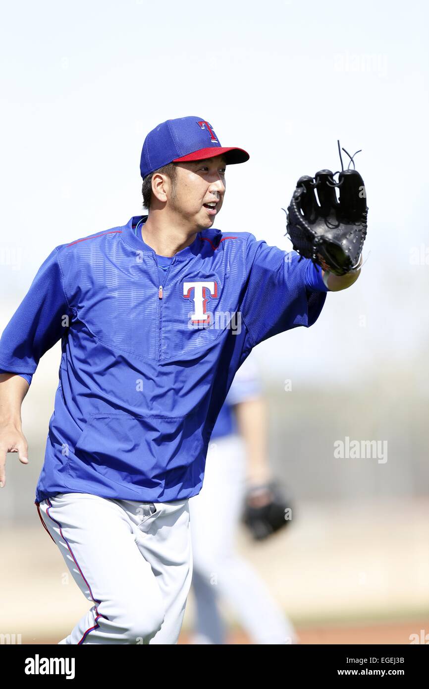 Sorpresa, Arizona, Stati Uniti. Il 21 febbraio, 2014. Kyuji Fujikawa (rangers) MLB : Texas Rangers spring training camp a sorpresa, Arizona, Stati Uniti . © AFLO/Alamy Live News Foto Stock