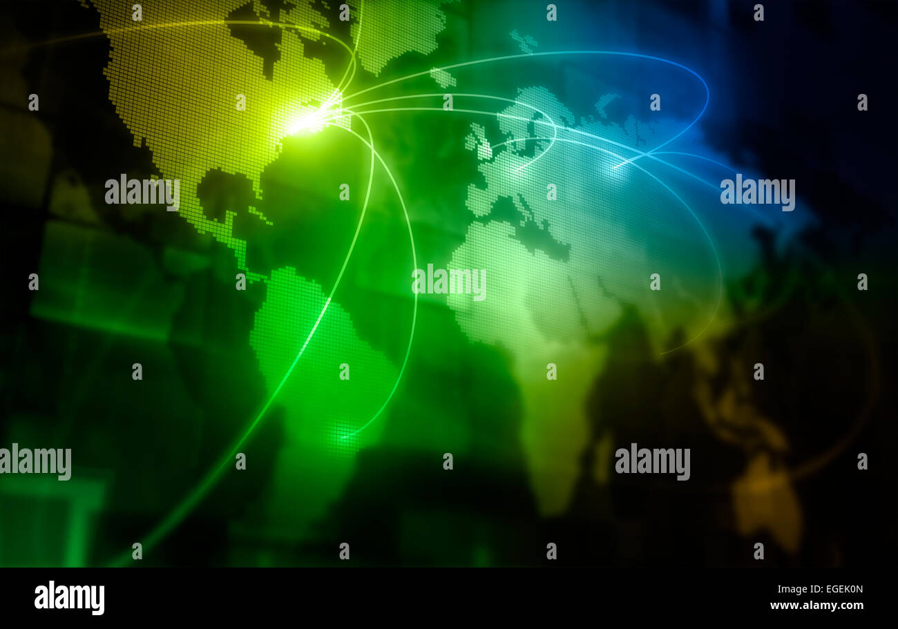 Mappa mondo astratto e connessioni. Foto Stock