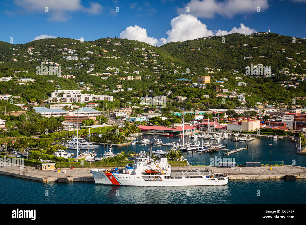 Il Crown Point marina DOCK navi da crociera a Charlotte Amalie, san Tommaso, Isole Vergini americane, dei Caraibi. Foto Stock