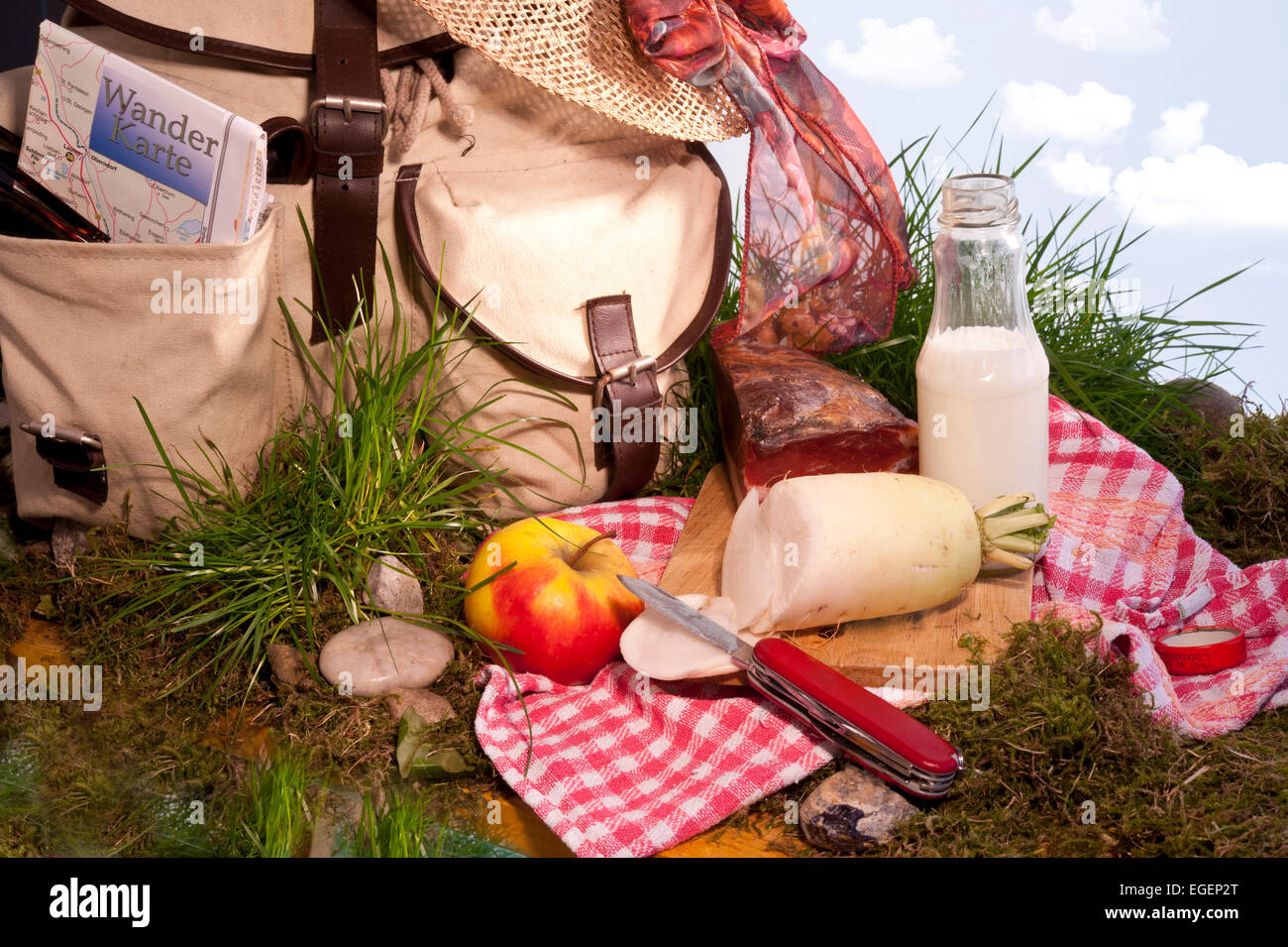 Pausa pranzo mentre escursionismo Foto Stock
