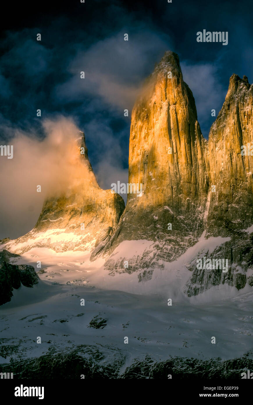 Vista pittoresca di Torres del Paine in sud americana Andes Foto Stock