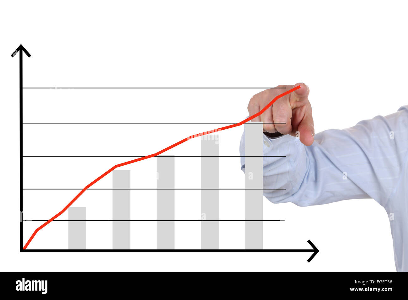 Imprenditore che mostra un concetto di business analysis, il successo e la crescita grafico Foto Stock