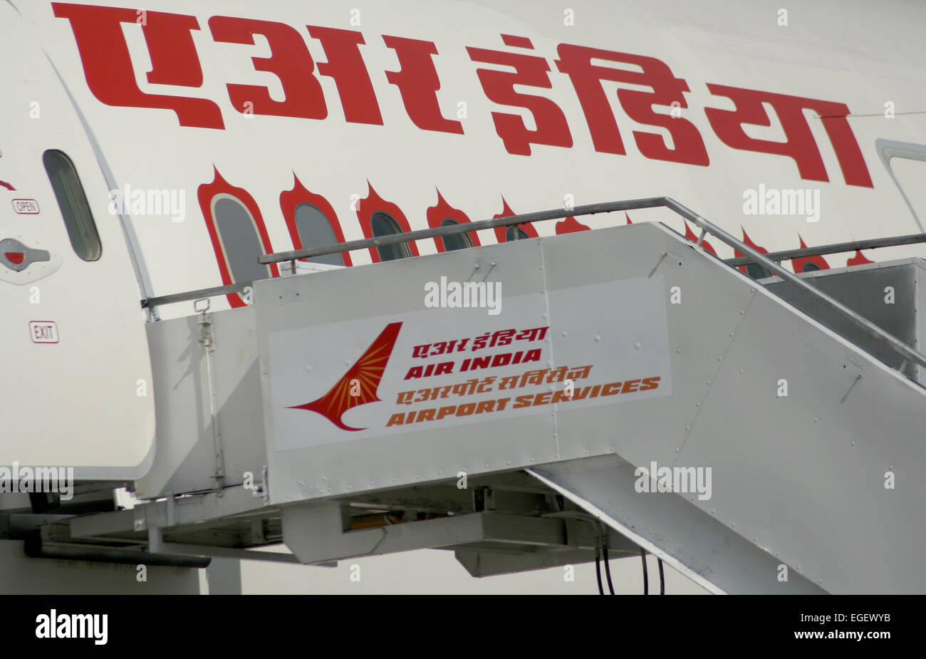 Boeing 787 Dreamliner sul display in India Aviation 2014 mostra all Aeroporto Begumpet su marzo 15,2014 in Hyderabad,AP,l'India. Foto Stock