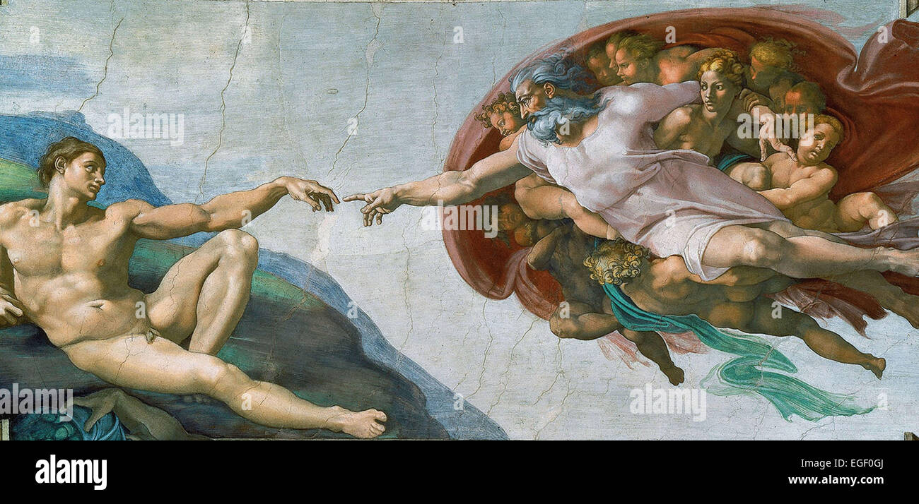 Michelangelo Creazione di Adamo Foto Stock