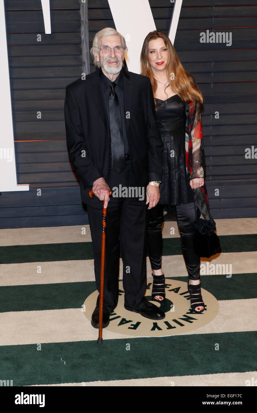 Attore Martin Landau e sua figlia, produttore Susan Landau-Finch, frequentare il Vanity Fair Oscar Party a Wallis Annenberg Center for the Performing Arts di Beverly Hills, Los Angeles, Stati Uniti d'America, il 22 febbraio 2015. Foto: Hubert Boesl /dpa - nessun filo SERVICE - Foto Stock