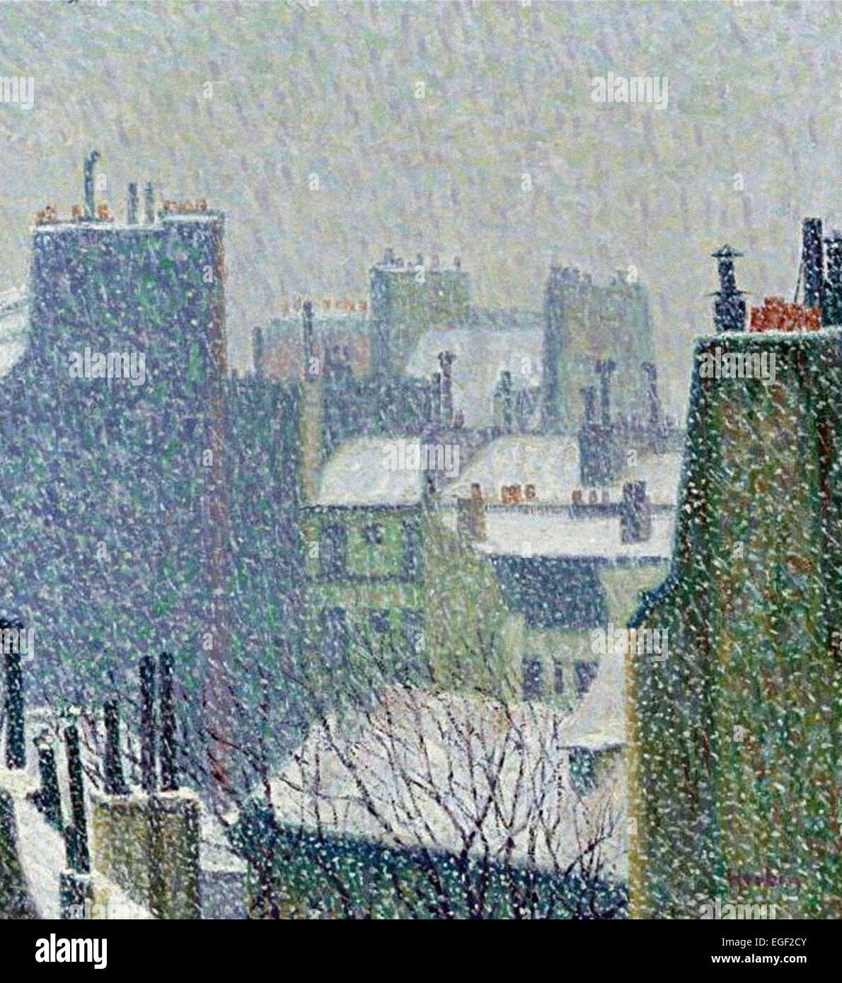 Auguste Herbin i tetti di Parigi nella neve Foto Stock