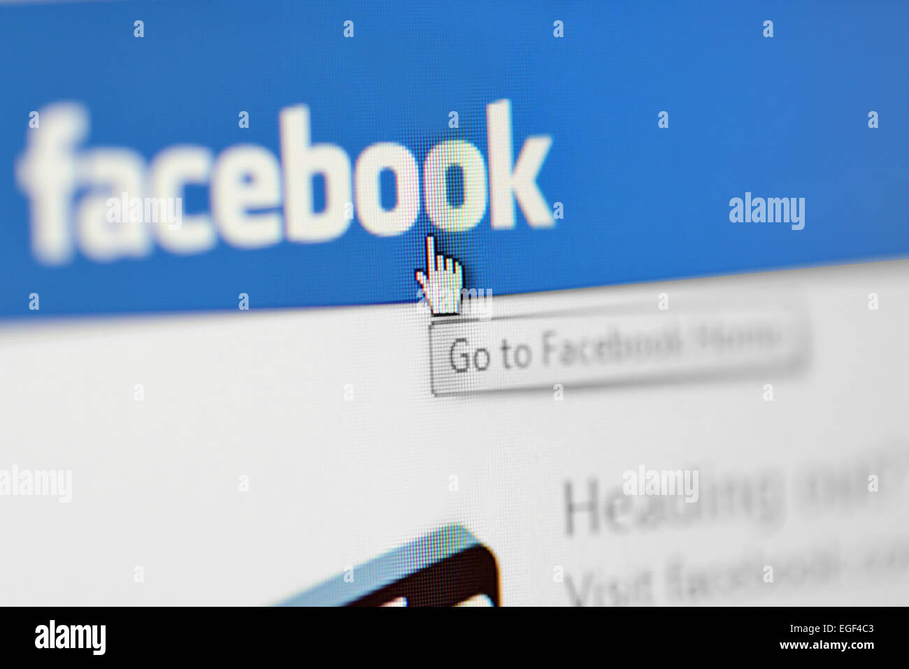 Galati, Romania, febbraio 24, 2015: Close-up di immagine Facebook Home page su uno schermo del notebook Foto Stock