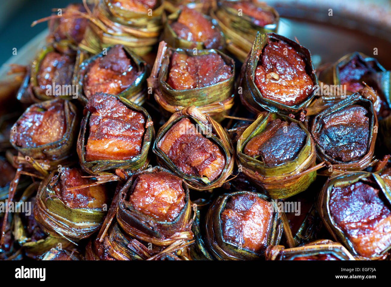 Red Brasati di carne di maiale ventre delicatezza il cibo in Cina Foto Stock