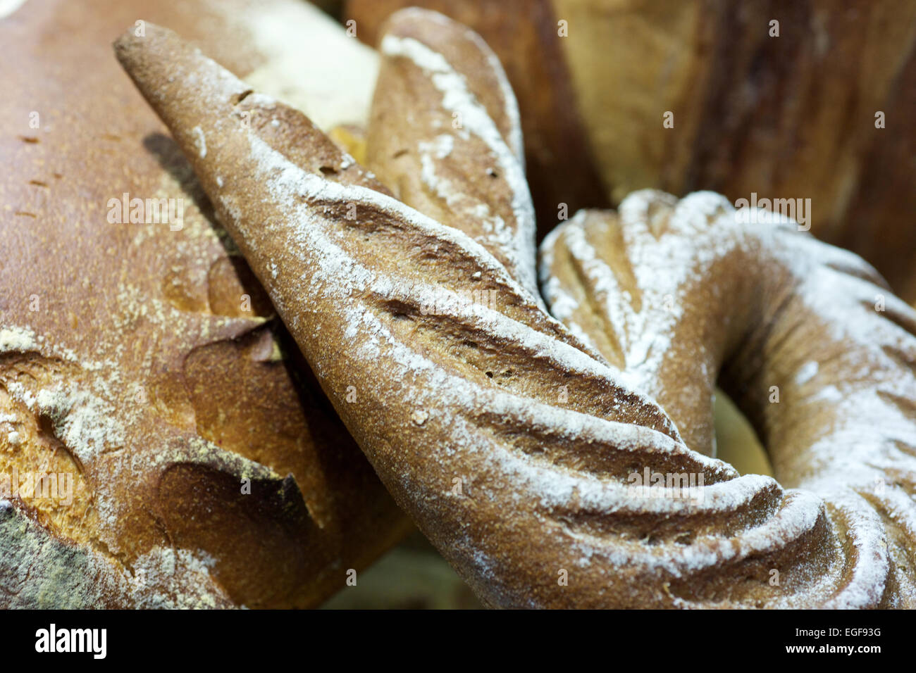 Diversi tipi di sano pane di grano immagine Foto Stock