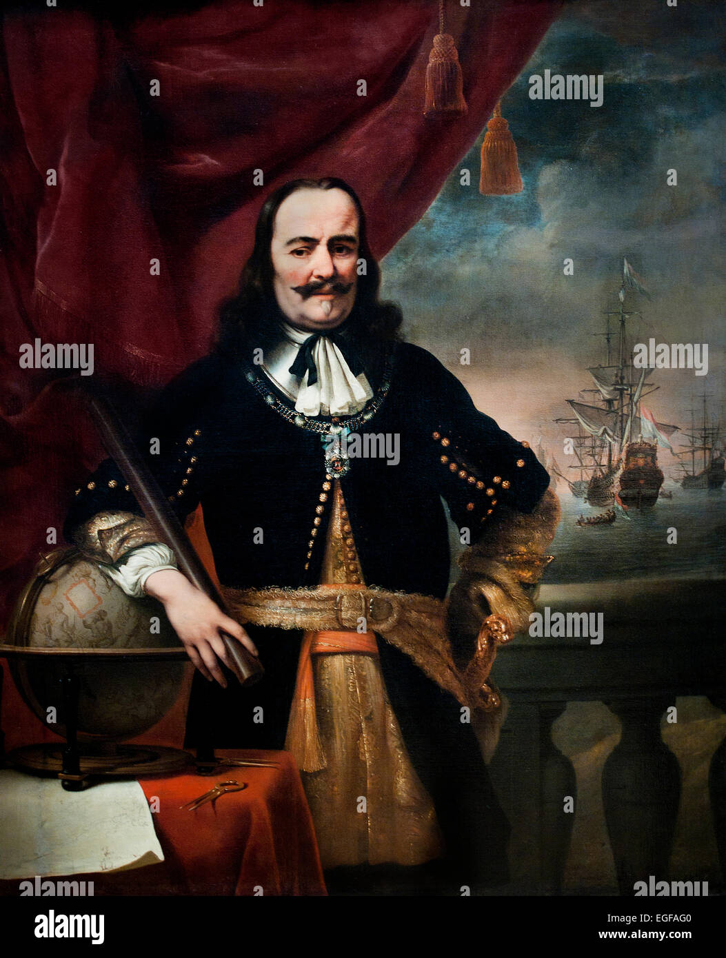 Michiel Adriaenszoon de Ruyter, tenente-ammiraglio delle Province Unite, dipinto nel 1667, Ferdinand Bol 1616-1680, olandese Foto Stock