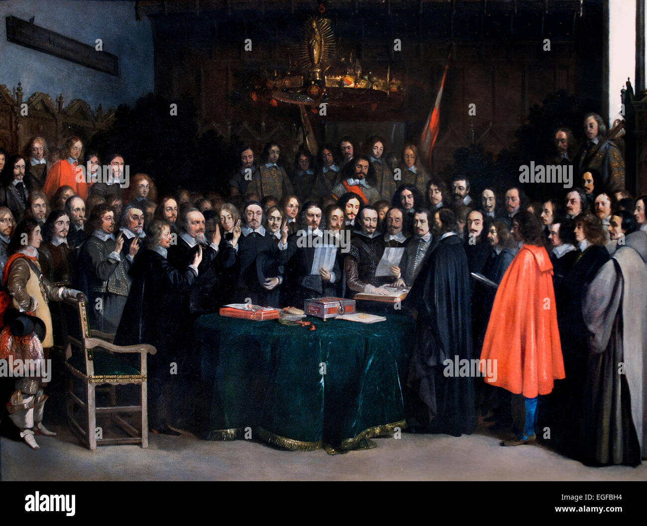 La prestazione del giuramento di ratifica del trattato di Münster in 1648 da Gerard ter Borch Paesi Bassi Foto Stock
