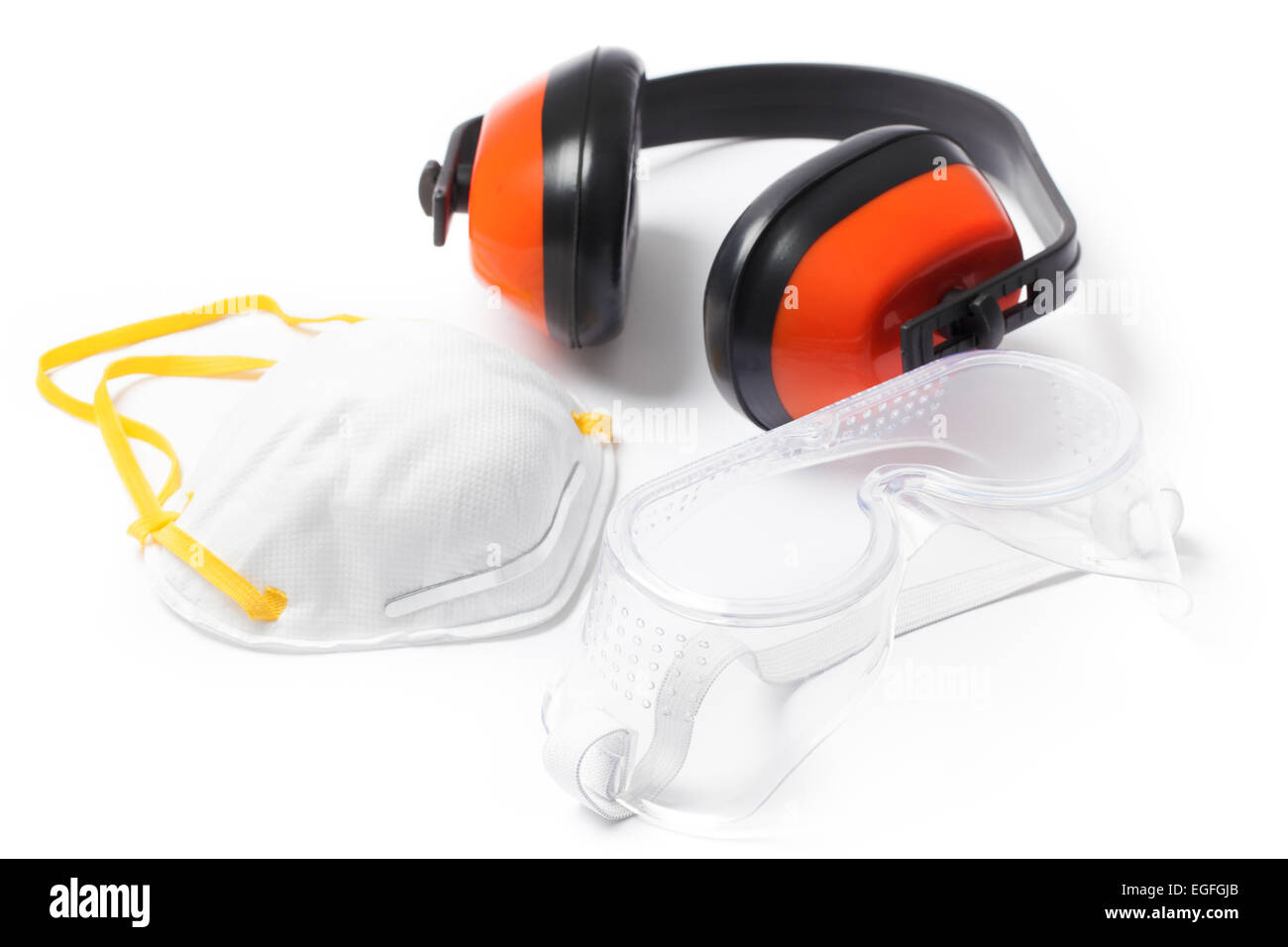 Ingranaggio di sicurezza per la lavorazione dei metalli, dei lavoratori isolati su sfondo bianco. Foto Stock