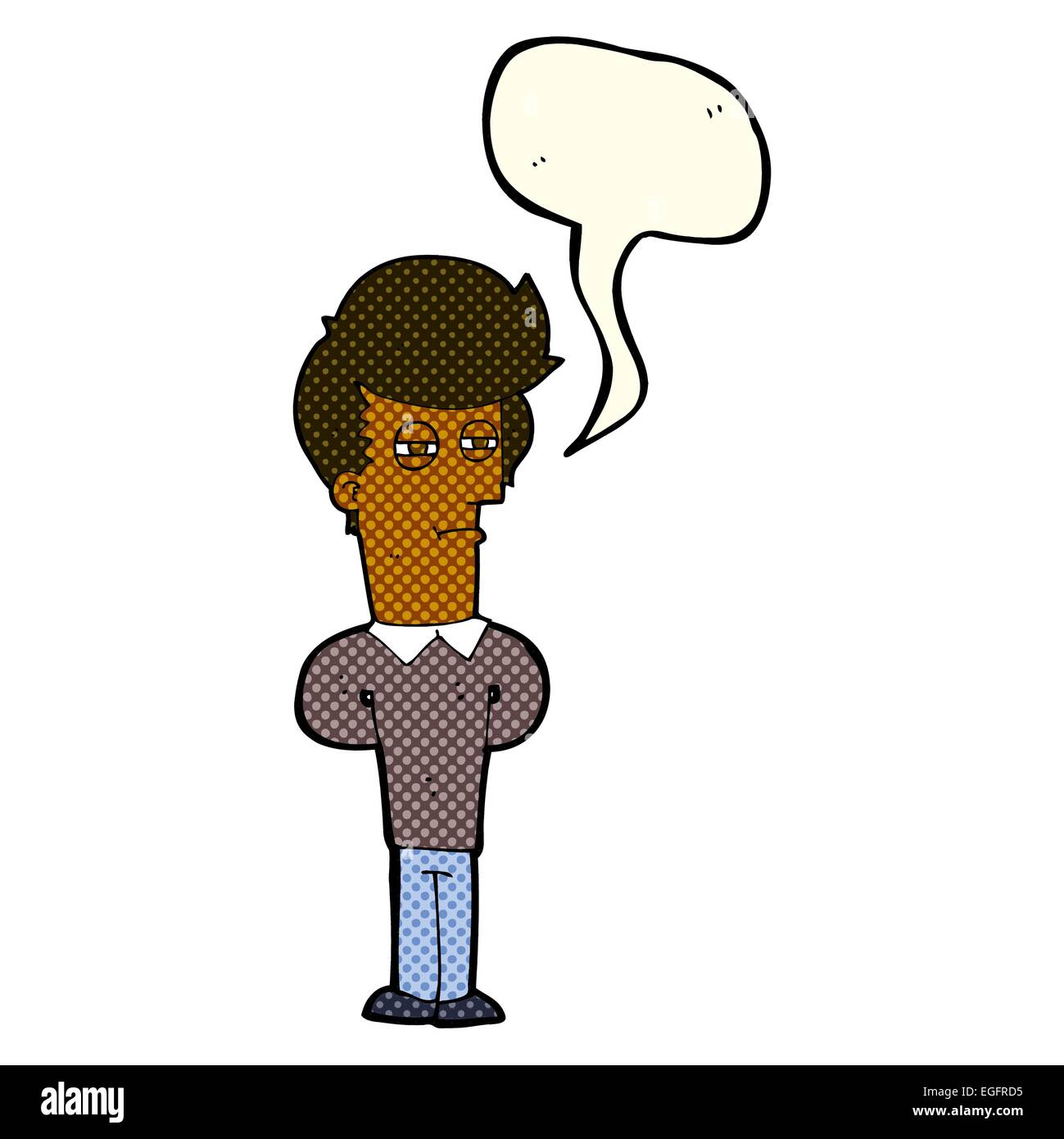 Cartoon jaded uomo con discorso bolla Illustrazione Vettoriale
