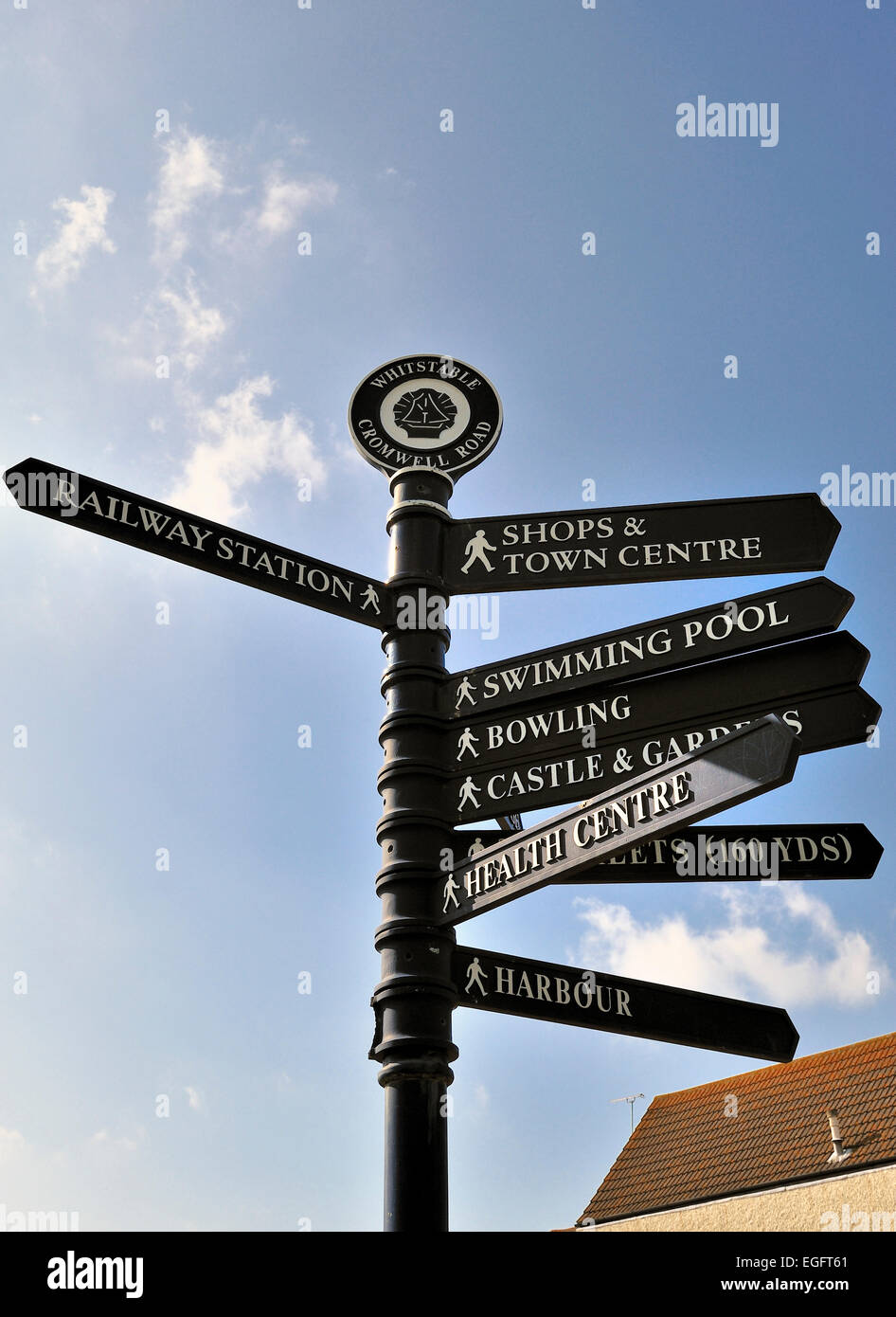 Cartello stradale a dare indicazioni whitstable kent Foto Stock