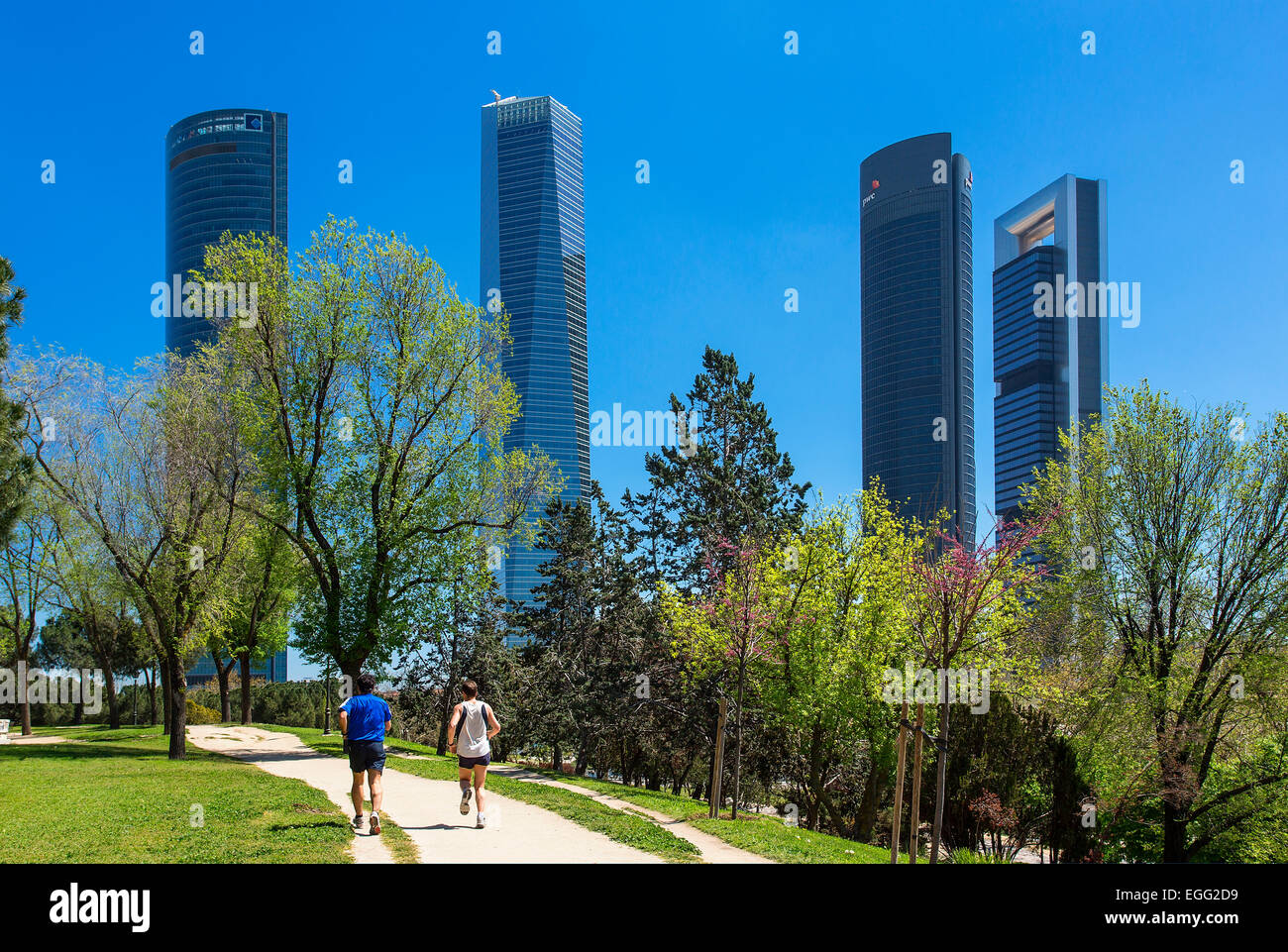 Cuatro Torres Busin Area, Paseo de la Castellana avenue, Madrid Foto Stock