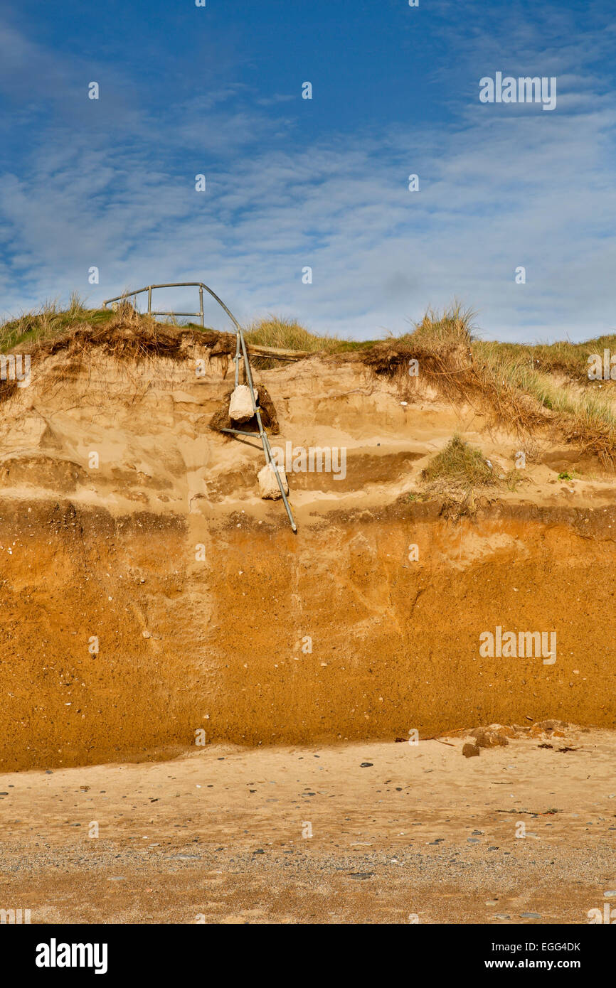 Praa Sands; erosione costiera - Ex passi Cornwall, Regno Unito Foto Stock