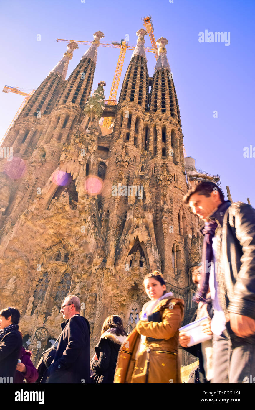 La Sagrada familia progettata da Antoni Gaudi architetto. Barcellona, in Catalogna, Spagna. Foto Stock