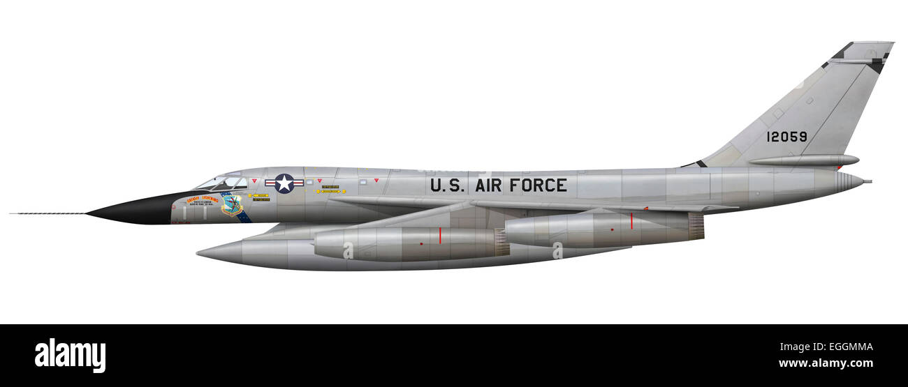 B-58A-20-CF Hustler, chiamato fulmine ingrassato dopo la sua 8,028 miglia di volo da Tokyo a Greenham Common in 8 ore, 35min., 20sec, Foto Stock
