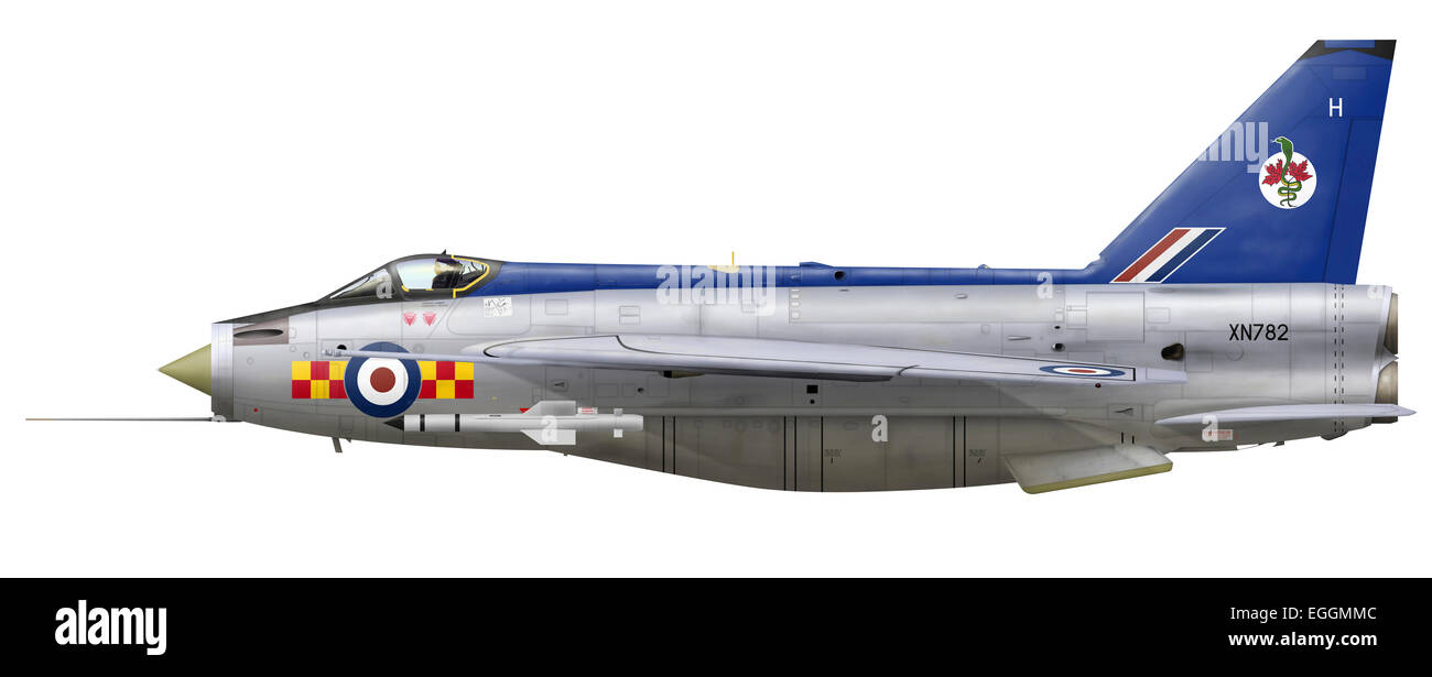 English Electric Lightning F.2A XN782 92 Squadron. 92 squadrone di lampi sono probabilmente più noto per il NMF regime con il Foto Stock