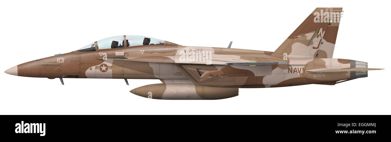 F/A-18F Super Hornet assegnati alla VFA-122 Aquile Volanti. Come la costa ovest di sostituzione della flotta Squadron VFA-122 aziona sia il H Foto Stock