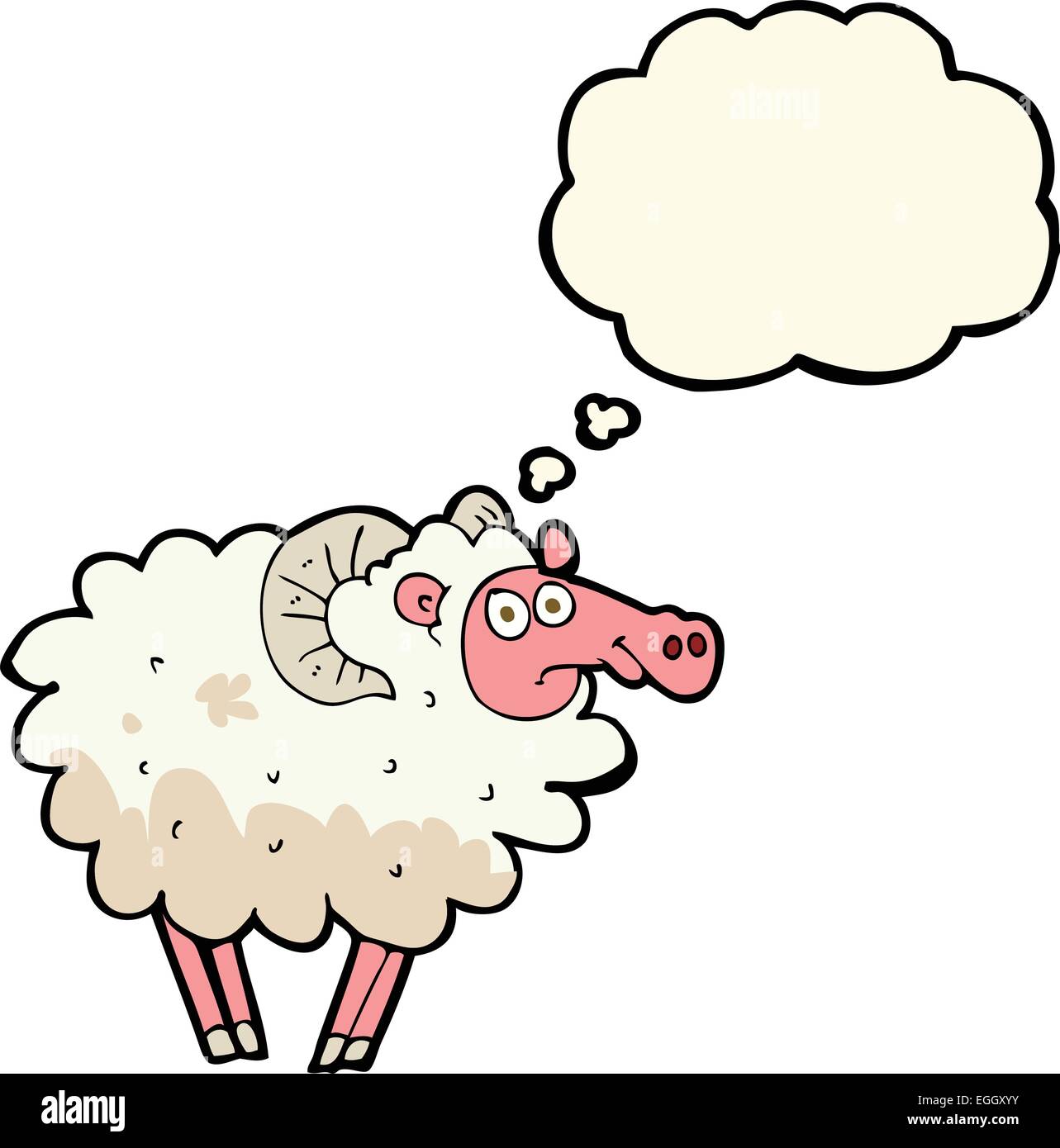 Cartoon dirty pecora con fumetto pensiero Illustrazione Vettoriale