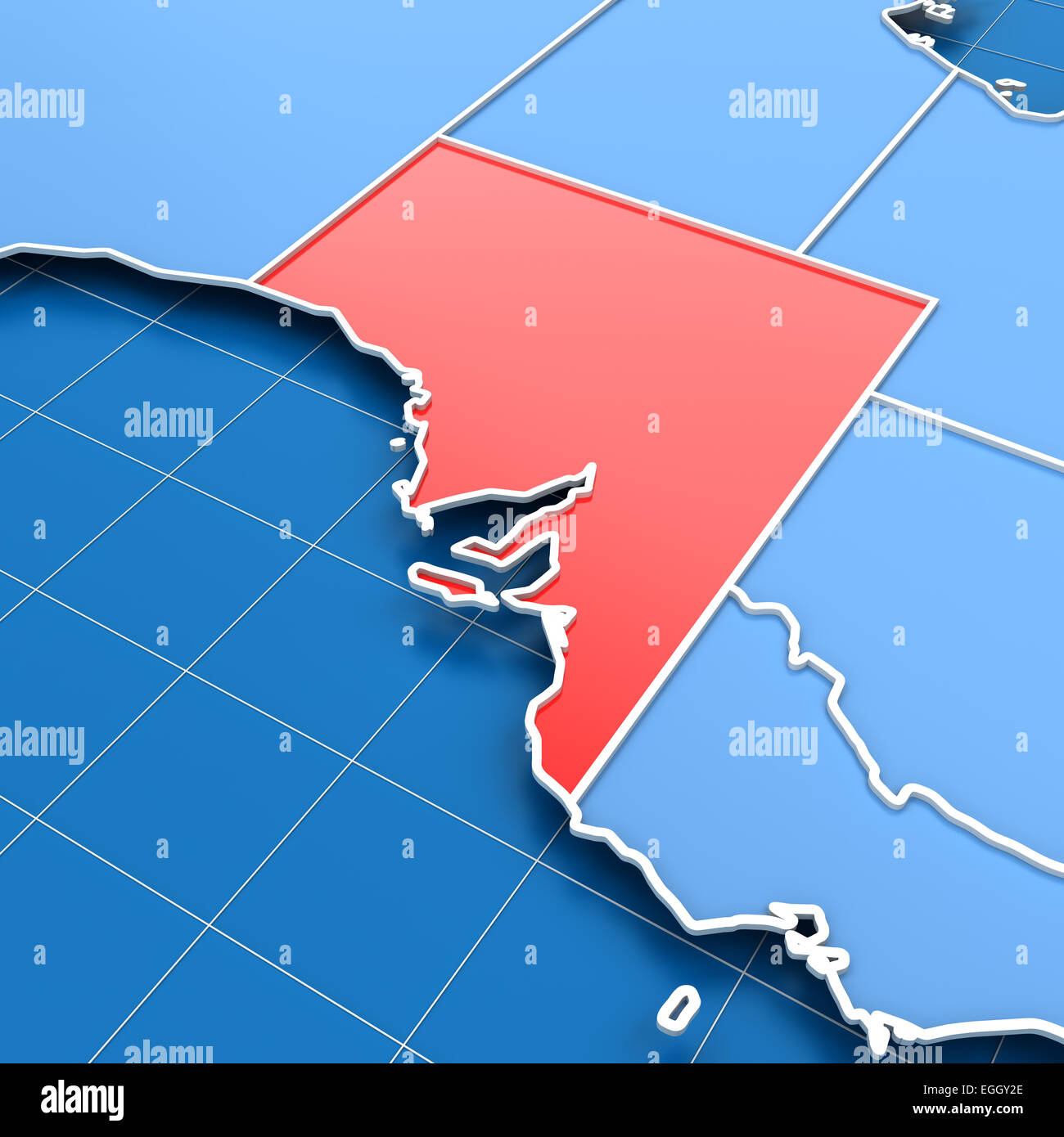 3D render del Sud Australia mappa Foto Stock