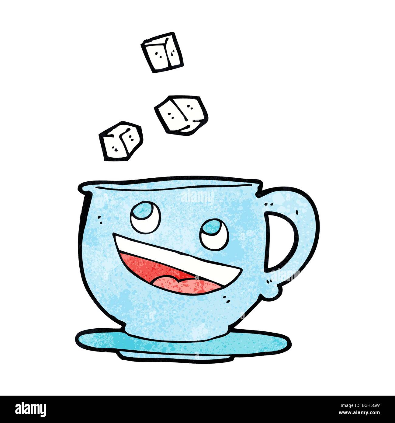 Cartoon zollette di zucchero di cadere nella tazza da tè Immagine e  Vettoriale - Alamy