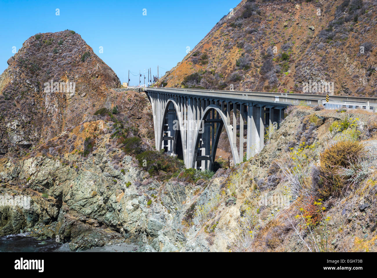 La Big Creek Bridge. Big Sur, California, Stati Uniti. Foto Stock