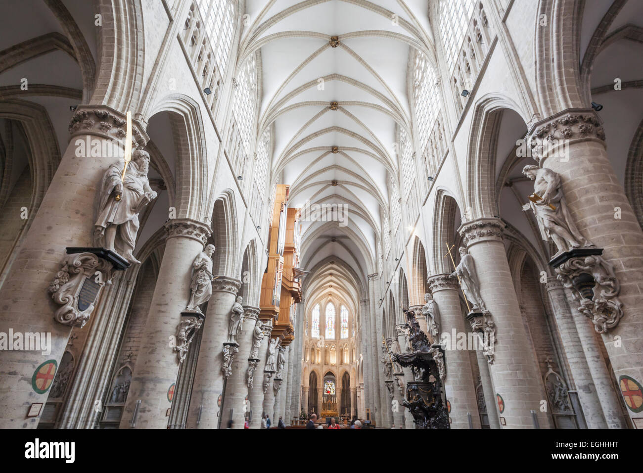 Il Belgio, Bruxelles, San Michele e Gudula Cathedral, interno Foto Stock