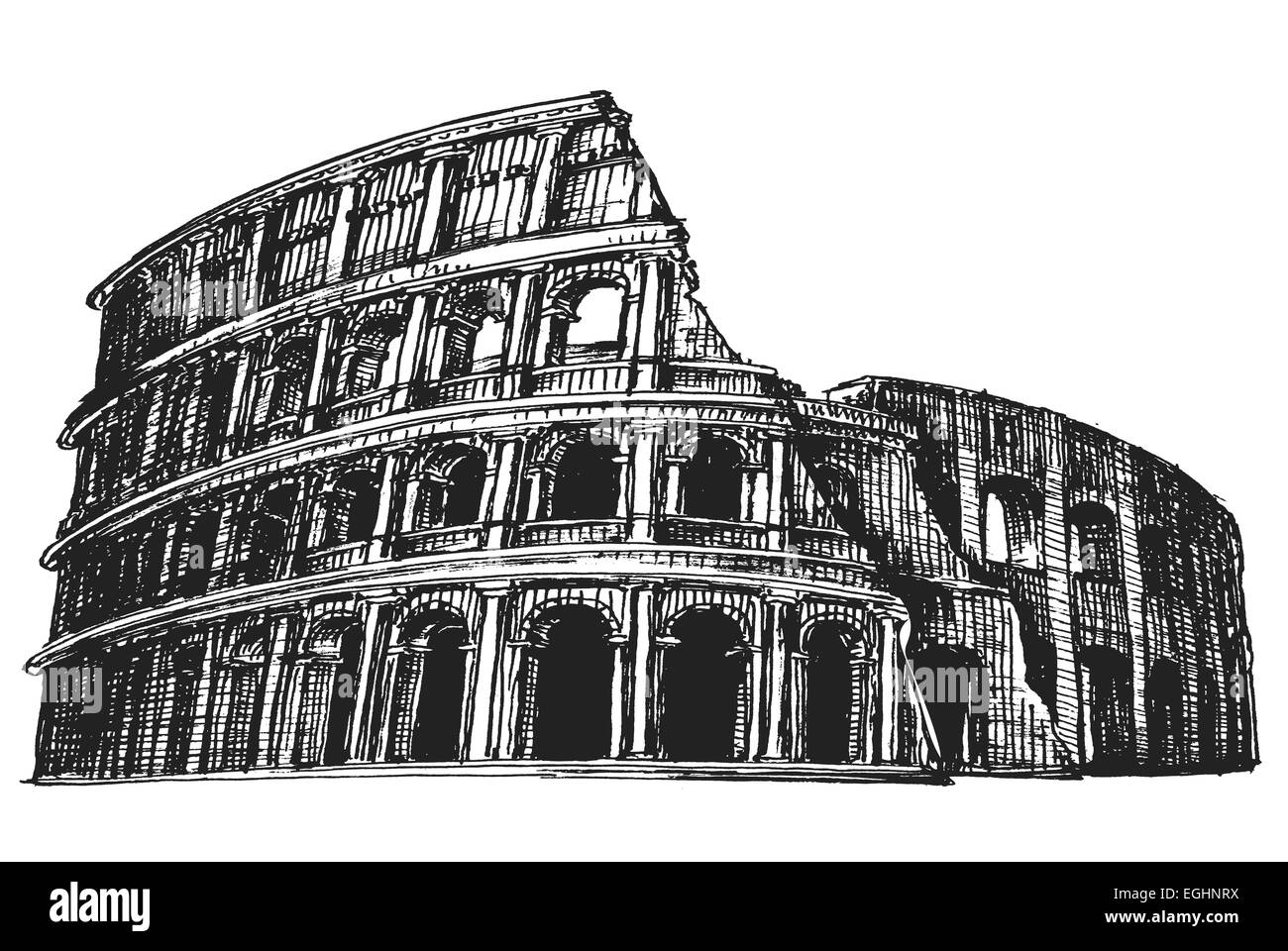 L'Italia. Colosseo su uno sfondo bianco. schizzo Foto Stock