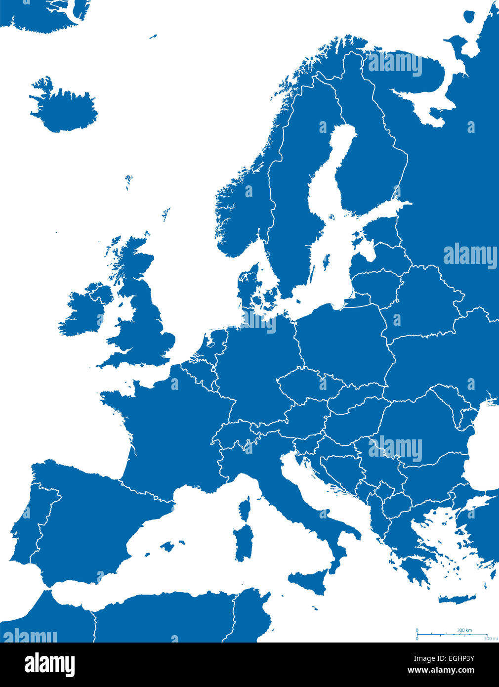 Europa mappa politica contorno Foto Stock