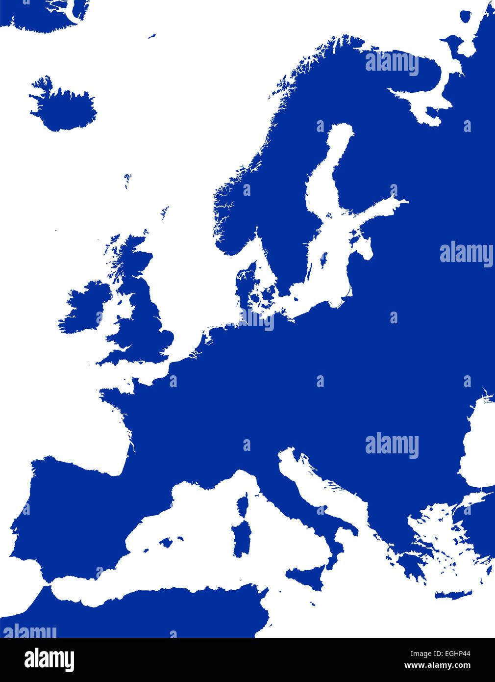 Europa mappa politica Silhouette Foto Stock