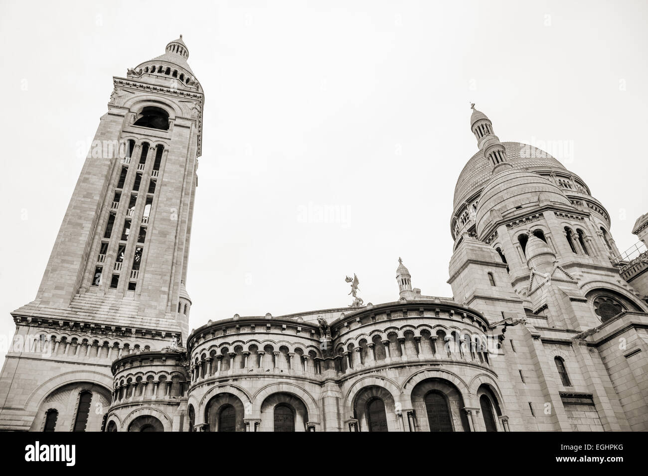 Basilica del Sacre Coeur, grande cattedrale medievale, Basilica del Sacro Cuore, uno dei più popolari landmark di Parigi, Francia Foto Stock