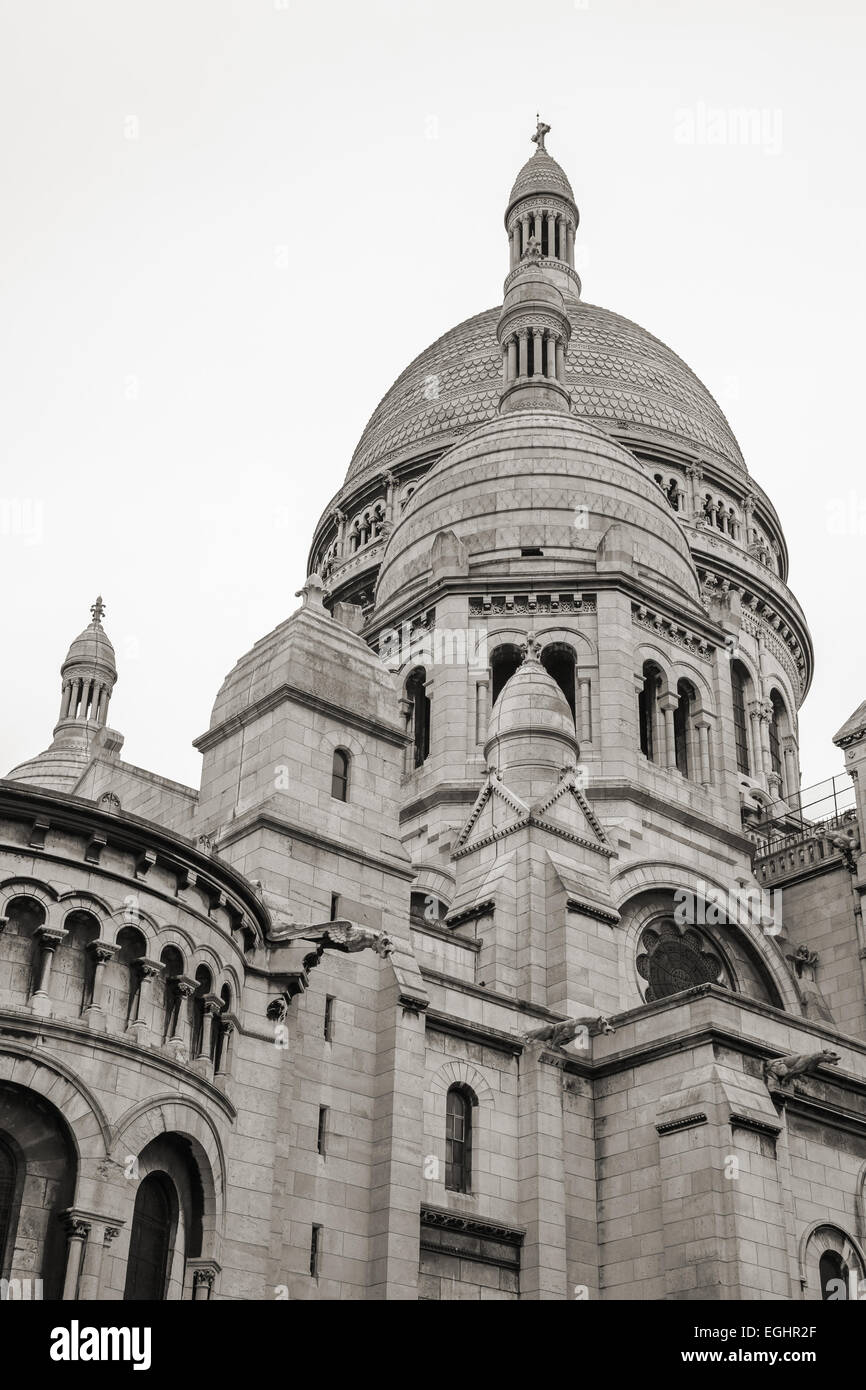 Basilica del Sacre Coeur, grande cattedrale medievale, Basilica del Sacro Cuore, uno dei più popolari landmark di Parigi, Francia Foto Stock