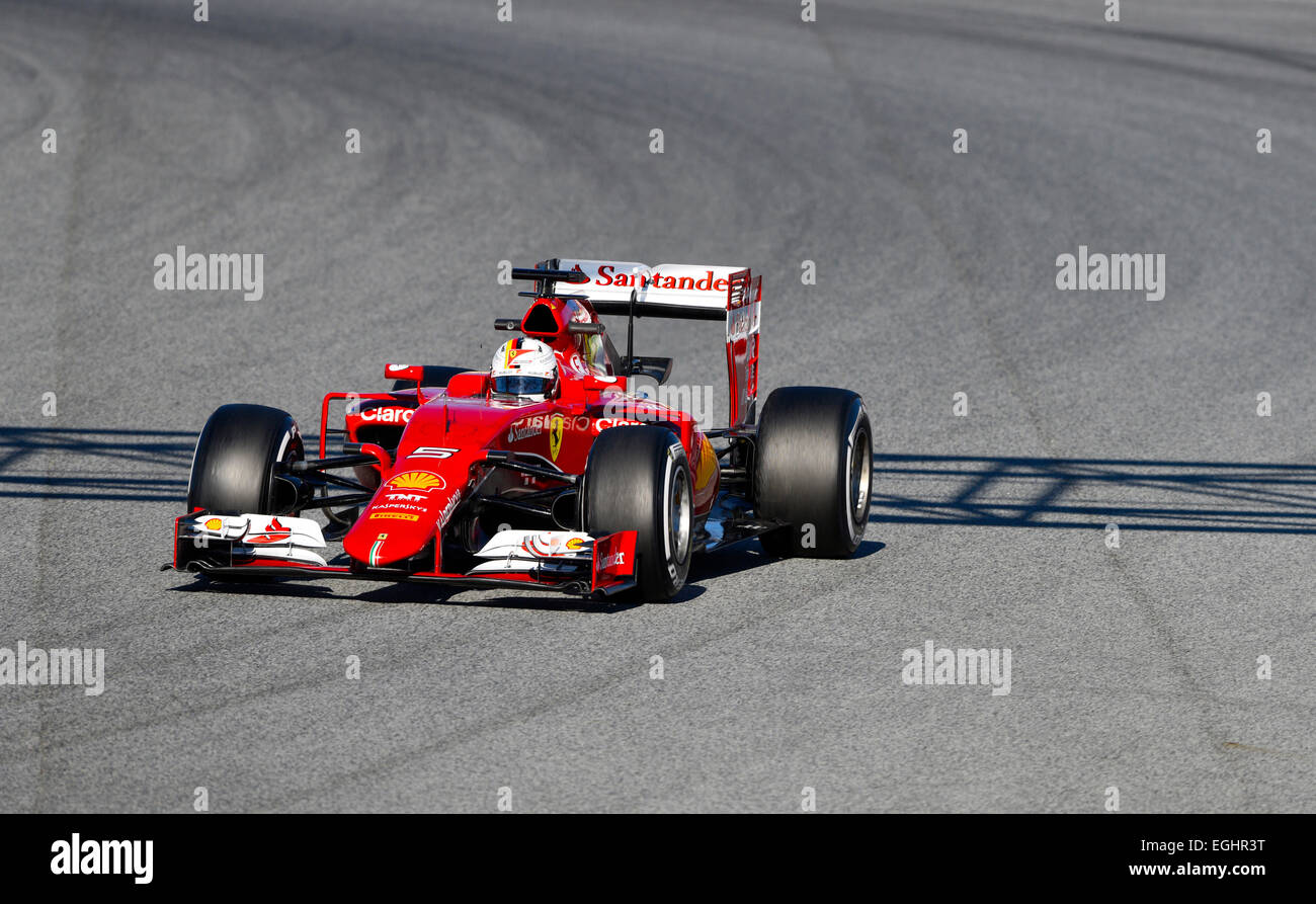 Circuito de Catalunya Montmelo vicino a Barcelona, Spagna 19.-22.2.15, Formula One prove -- Sebastian Vettel (GER), Ferrari SF15-T Foto Stock